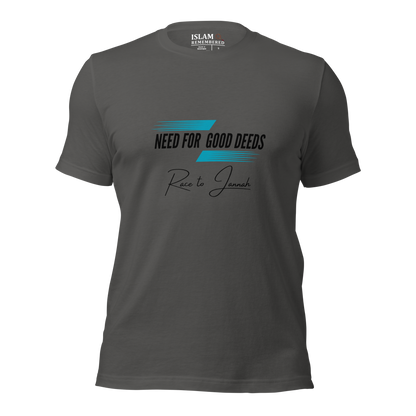 ADULT T-Shirt - NEED FOR GOOD DEEDS - Black/Light Blue