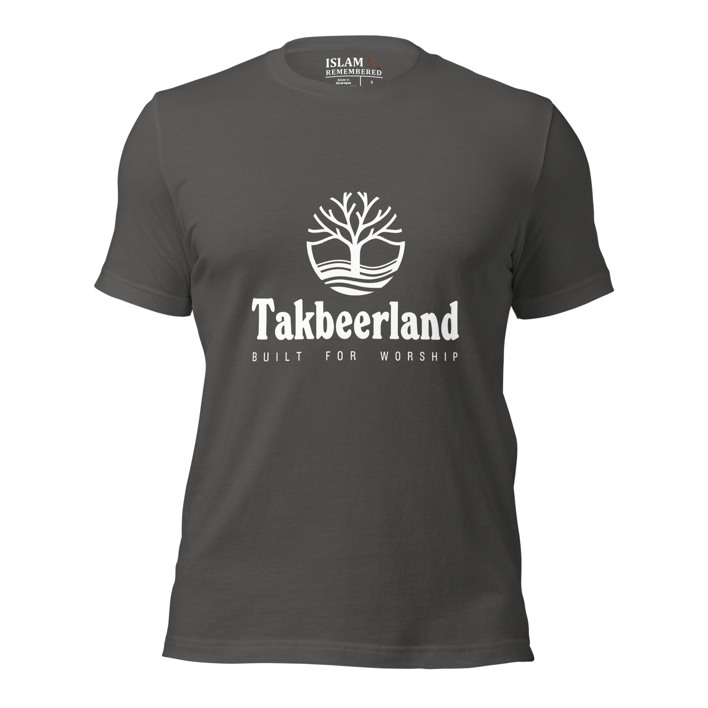 ADULT T-Shirt - TAKBEERLAND FULL LOGO (Centered/Medium) - White