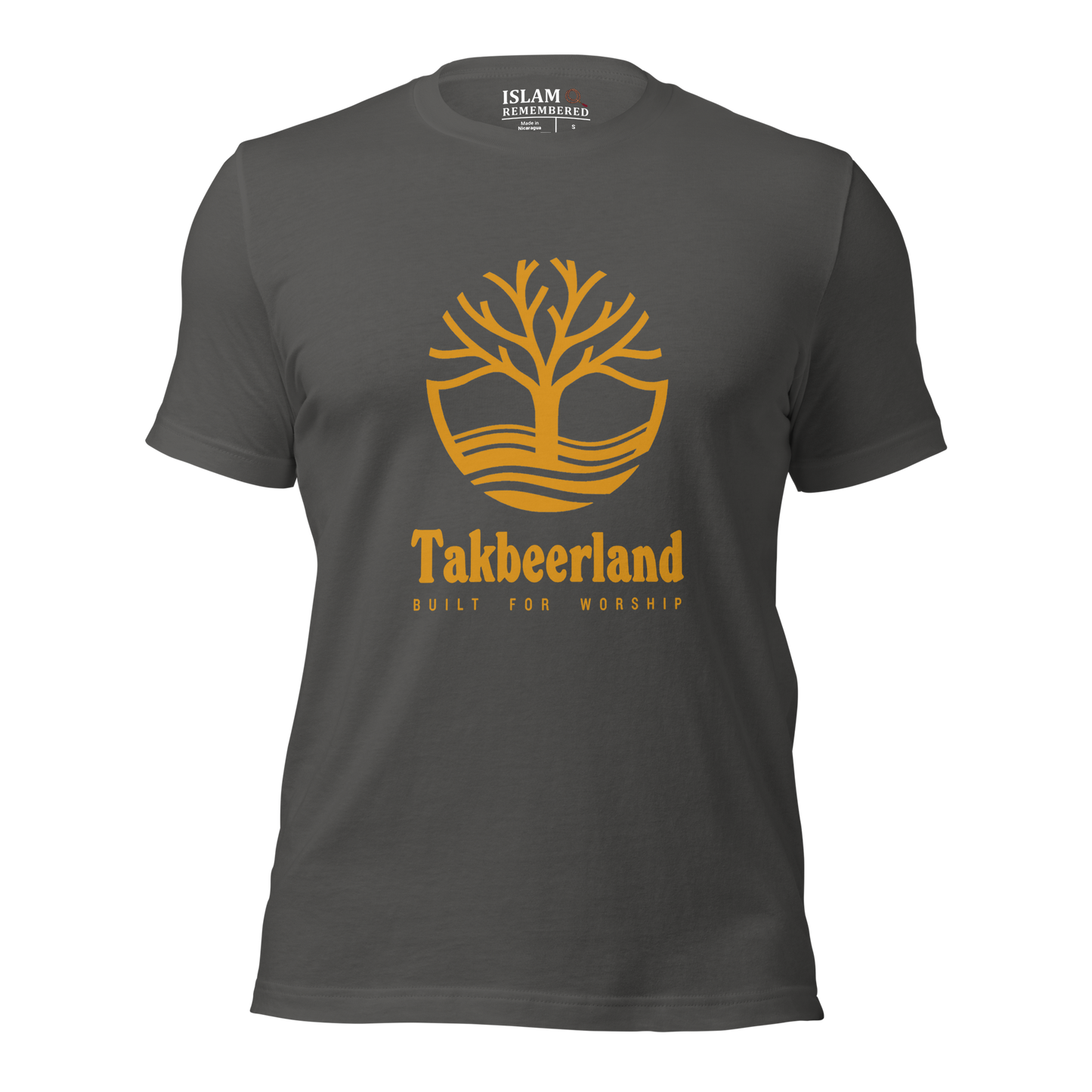 ADULT T-Shirt - TAKBEERLAND FULL LOGO (Centered/Large) - Gold