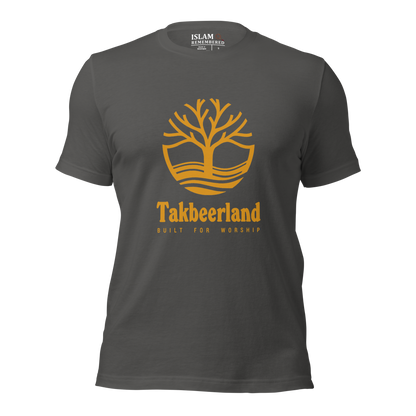 ADULT T-Shirt - TAKBEERLAND FULL LOGO (Centered/Large) - Gold