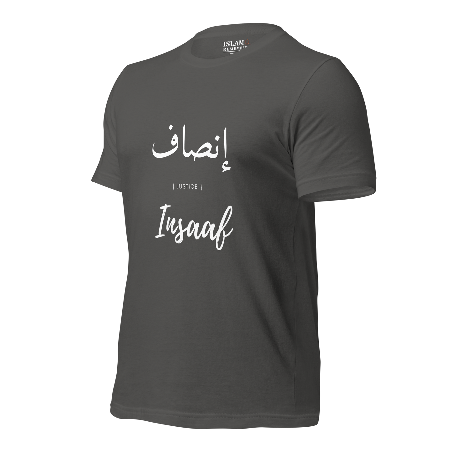 ADULT  T-Shirt - INSAAF (JUSTICE) Arabic/English - White