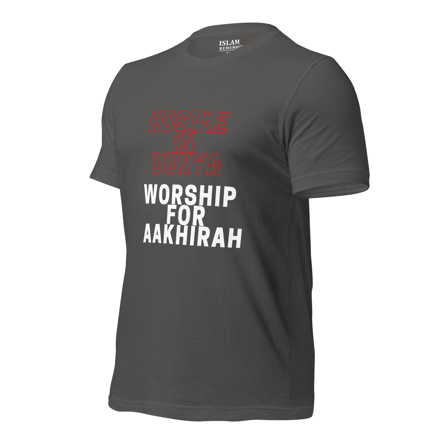 ADULT T-Shirt - HUSTLE & WORSHIP - Red/White