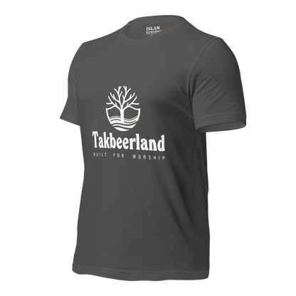 ADULT T-Shirt - TAKBEERLAND FULL LOGO (Centered/Medium) - White