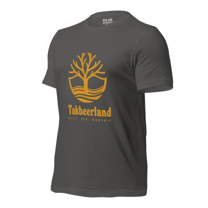 ADULT T-Shirt - TAKBEERLAND FULL LOGO (Centered/Large) - Gold