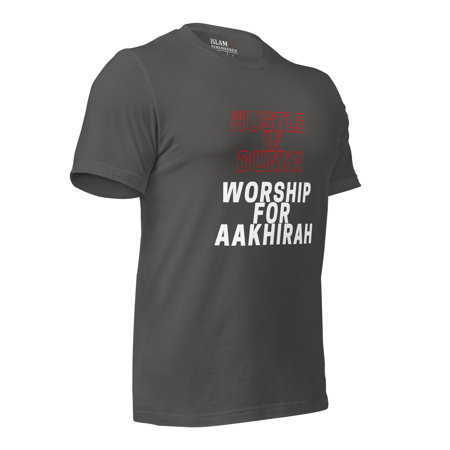 ADULT T-Shirt - HUSTLE & WORSHIP - Red/White