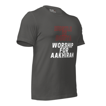 ADULT T-Shirt - HUSTLE & WORSHIP - Red/White