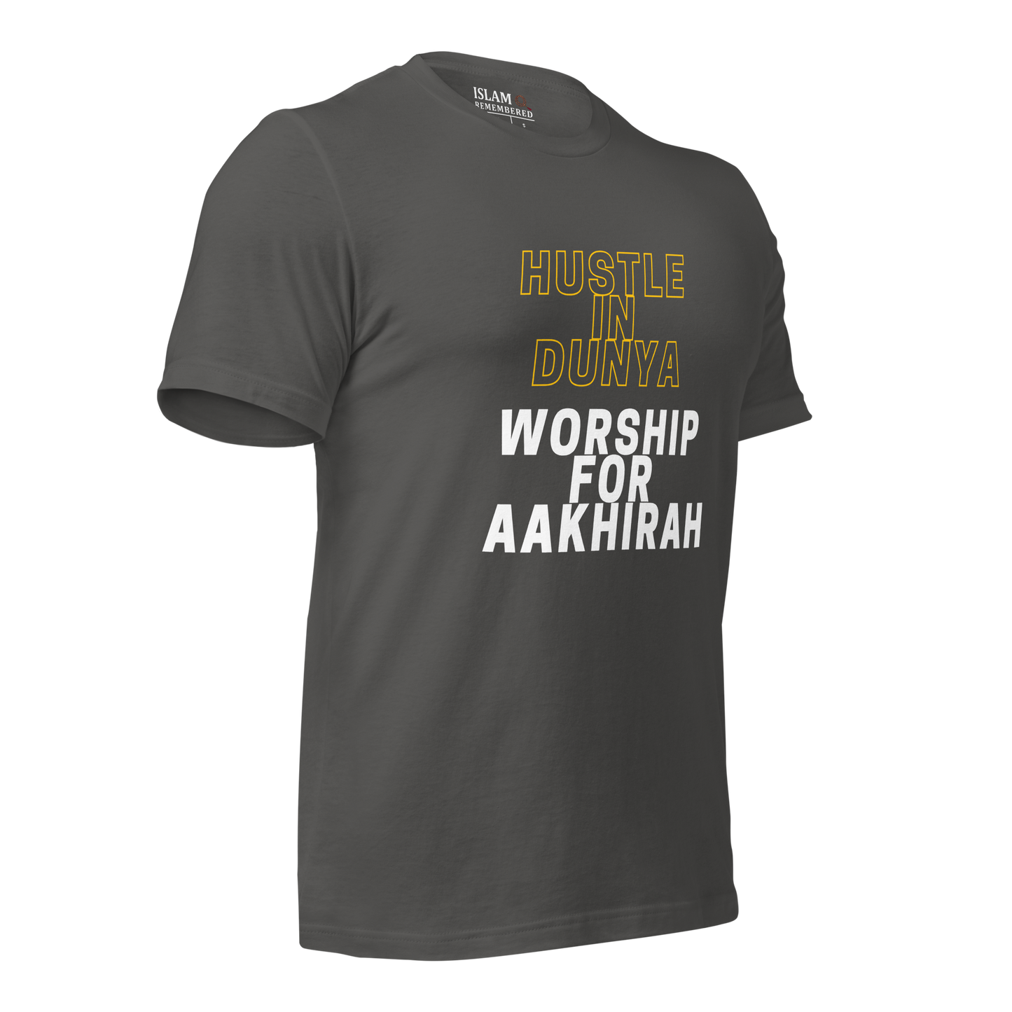 ADULT T-Shirt - HUSTLE & WORSHIP - Gold/White