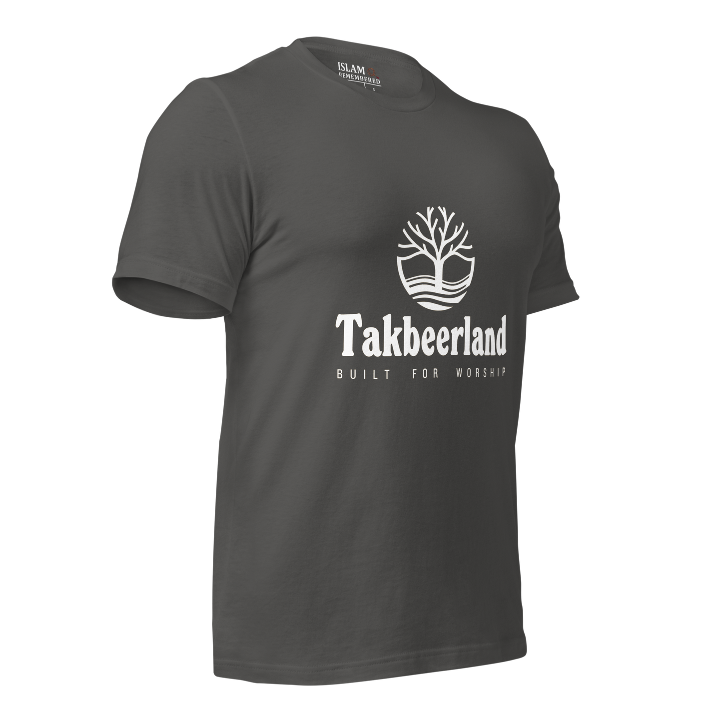 ADULT T-Shirt - TAKBEERLAND FULL LOGO (Centered/Medium) - White