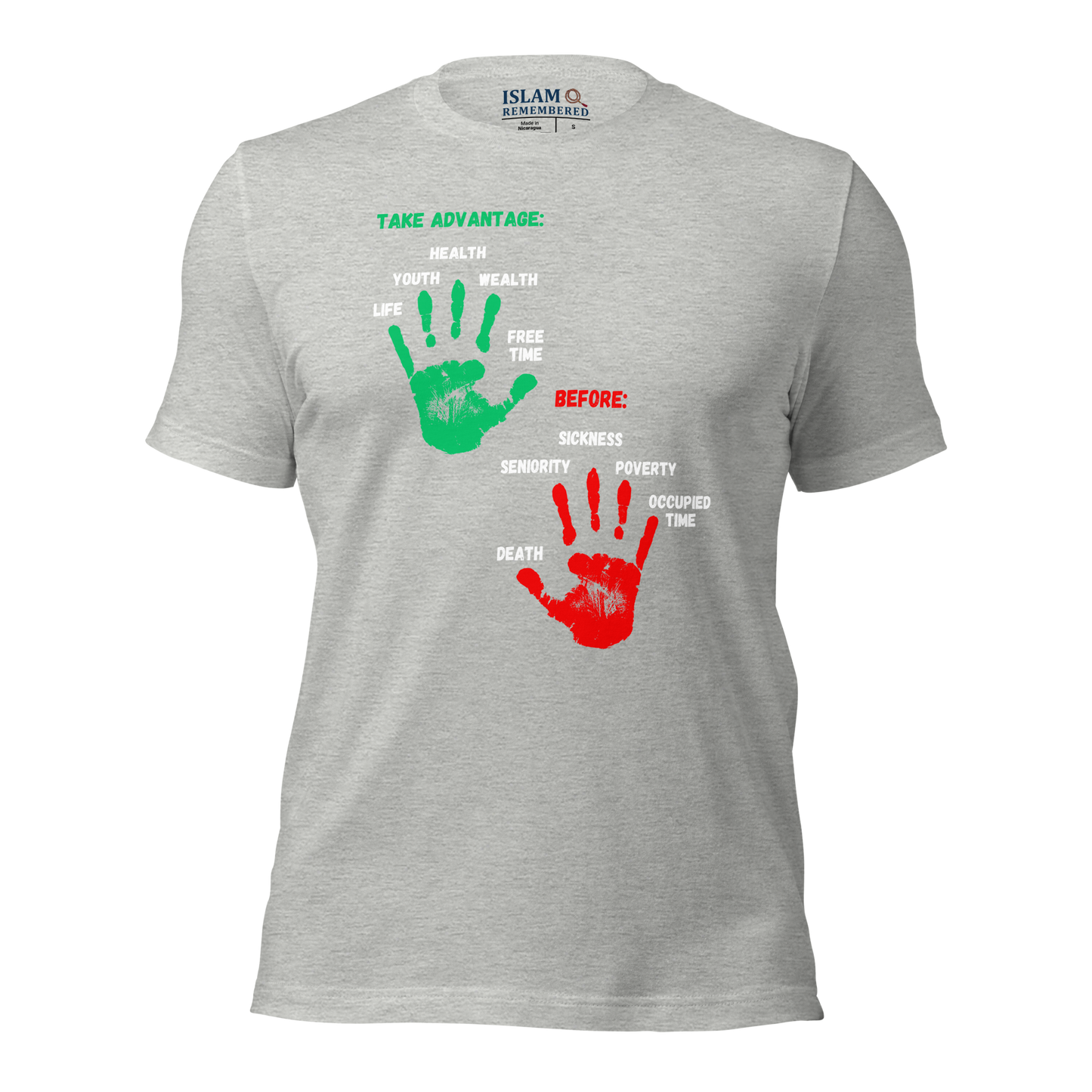 ADULT T-Shirt - ADVANTAGE BEFORE - Green/Red/White