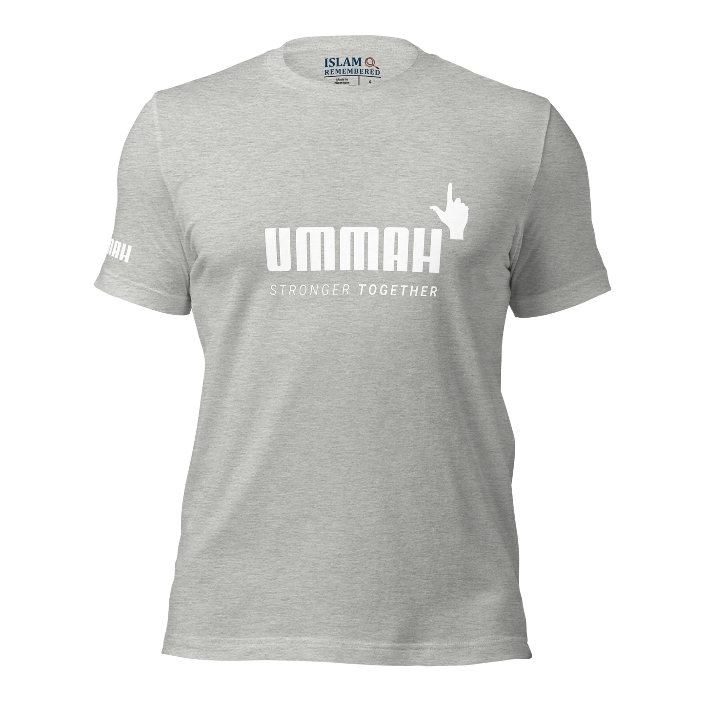 ADULT T-Shirt - UMMAH STRONGER TOGETHER Emblem (w/ Arm Logo)  - White