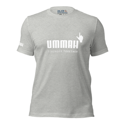 ADULT T-Shirt - UMMAH STRONGER TOGETHER Emblem (w/ Arm Logo)  - White