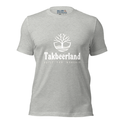 ADULT T-Shirt - TAKBEERLAND FULL LOGO (Centered/Medium) - White