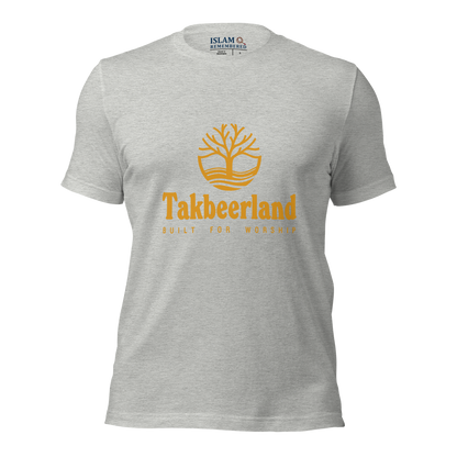 ADULT T-Shirt - TAKBEERLAND FULL LOGO (Centered/Medium) - Gold