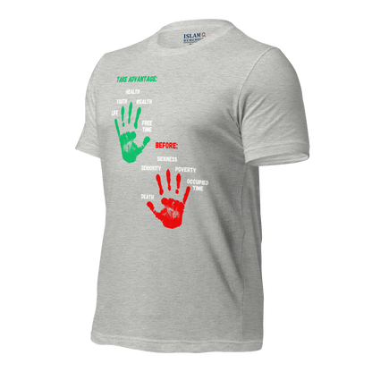 ADULT T-Shirt - ADVANTAGE BEFORE - Green/Red/White