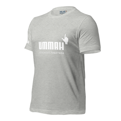 ADULT T-Shirt - UMMAH STRONGER TOGETHER Emblem (w/ Arm Logo)  - White