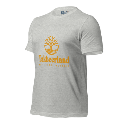 ADULT T-Shirt - TAKBEERLAND FULL LOGO (Centered/Medium) - Gold