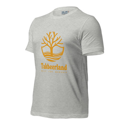 ADULT T-Shirt - TAKBEERLAND FULL LOGO (Centered/Large) - Gold