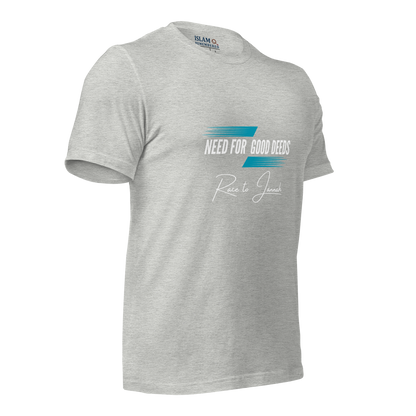 ADULT T-Shirt - NEED FOR GOOD DEEDS - White/Light Blue