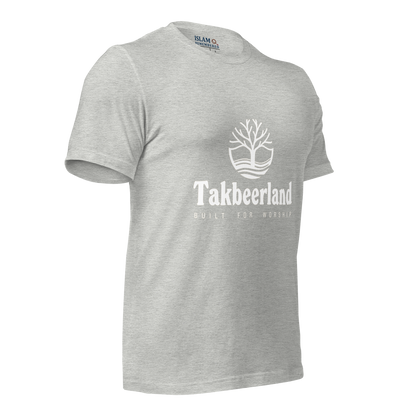 ADULT T-Shirt - TAKBEERLAND FULL LOGO (Centered/Medium) - White