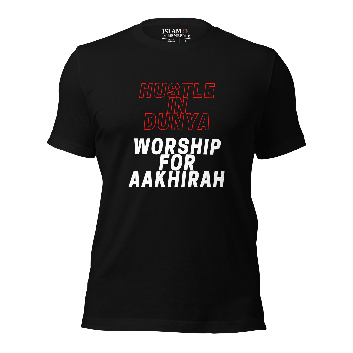 ADULT T-Shirt - HUSTLE & WORSHIP - Red/White