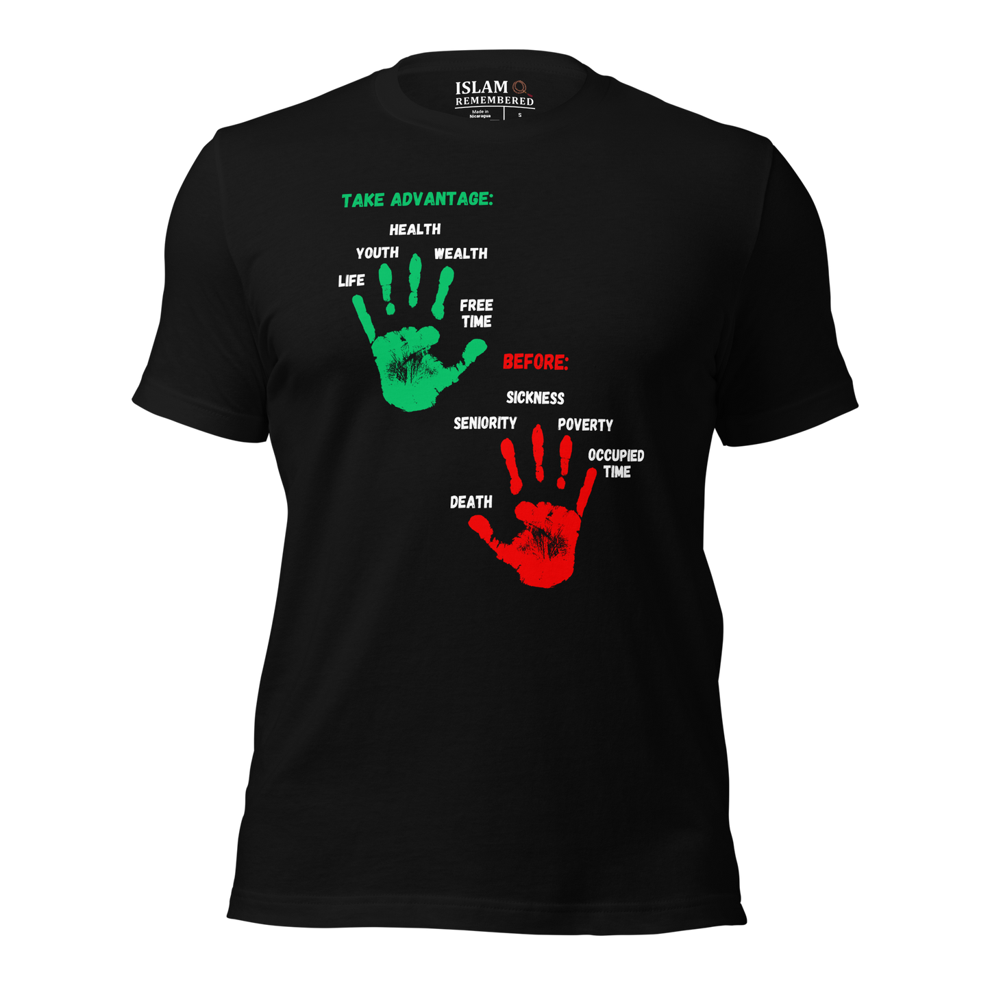 ADULT T-Shirt - ADVANTAGE BEFORE - Green/Red/White