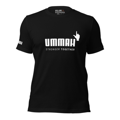 ADULT T-Shirt - UMMAH STRONGER TOGETHER Emblem (w/ Arm Logo)  - White