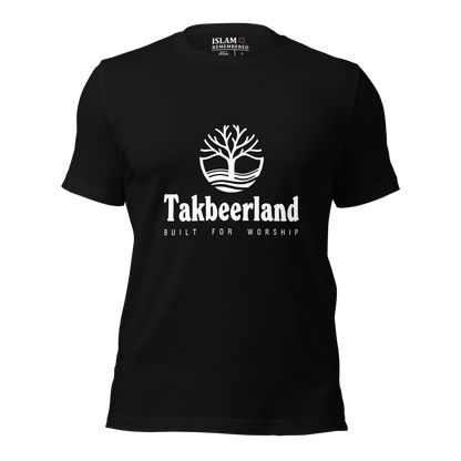 ADULT T-Shirt - TAKBEERLAND FULL LOGO (Centered/Medium) - White