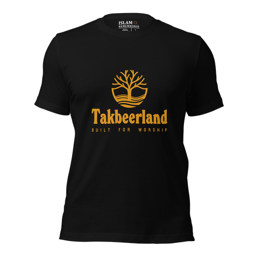 ADULT T-Shirt - TAKBEERLAND FULL LOGO (Centered/Medium) - Gold