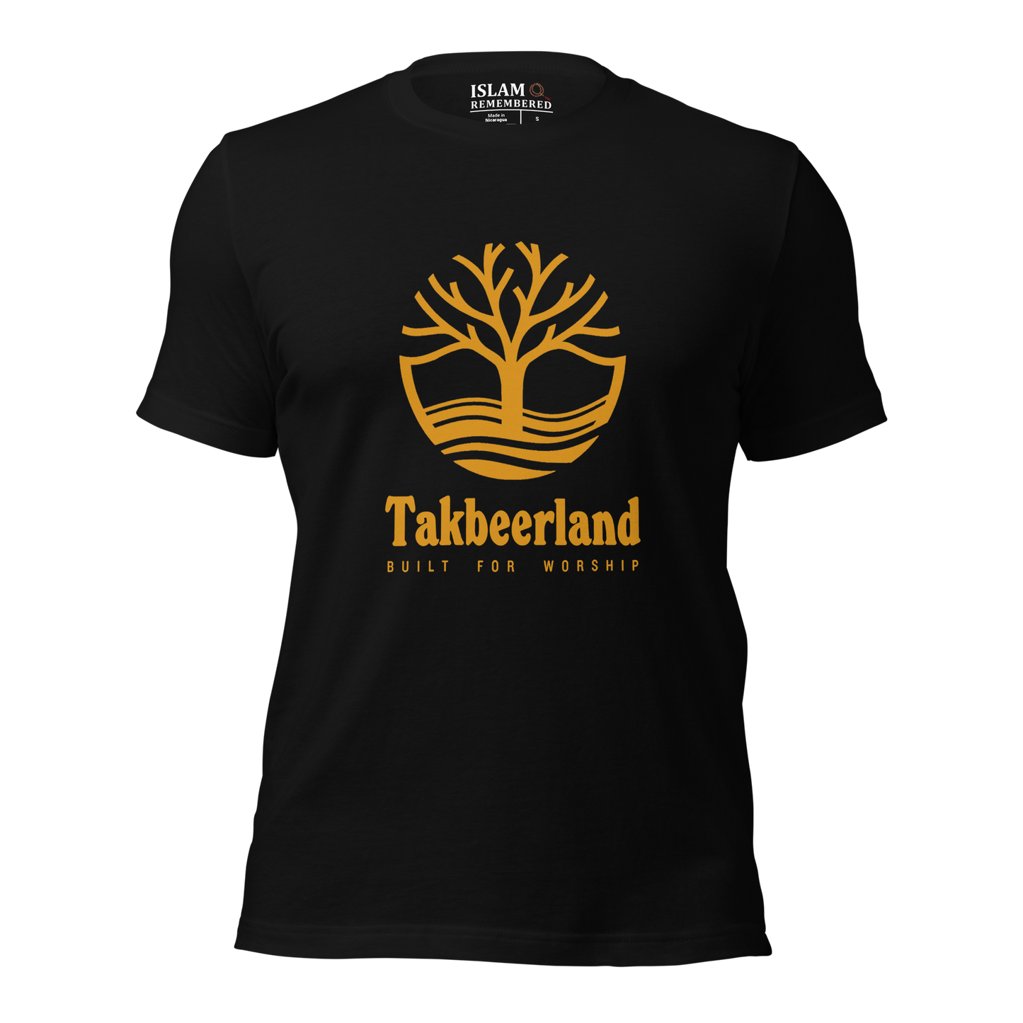 ADULT T-Shirt - TAKBEERLAND FULL LOGO (Centered/Large) - Gold