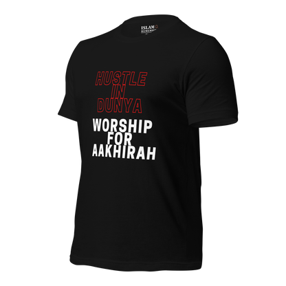 ADULT T-Shirt - HUSTLE & WORSHIP - Red/White