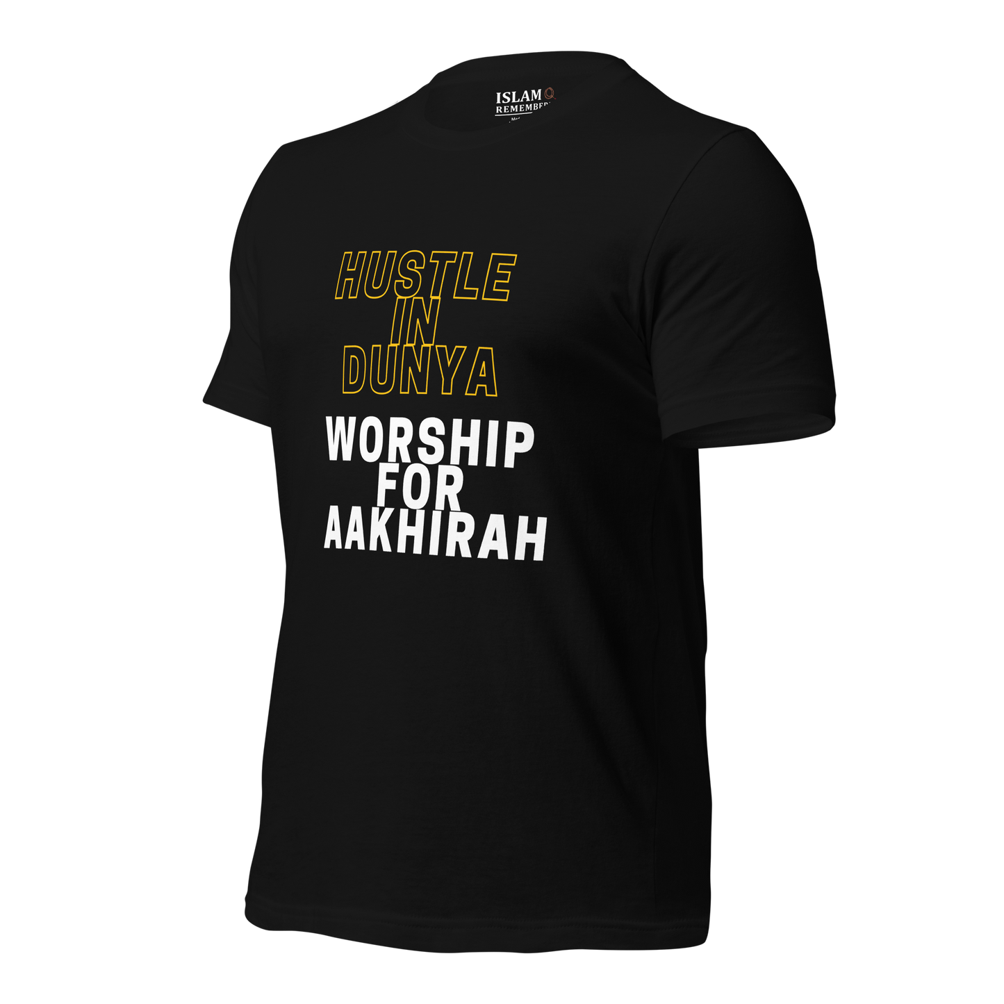 ADULT T-Shirt - HUSTLE & WORSHIP - Gold/White