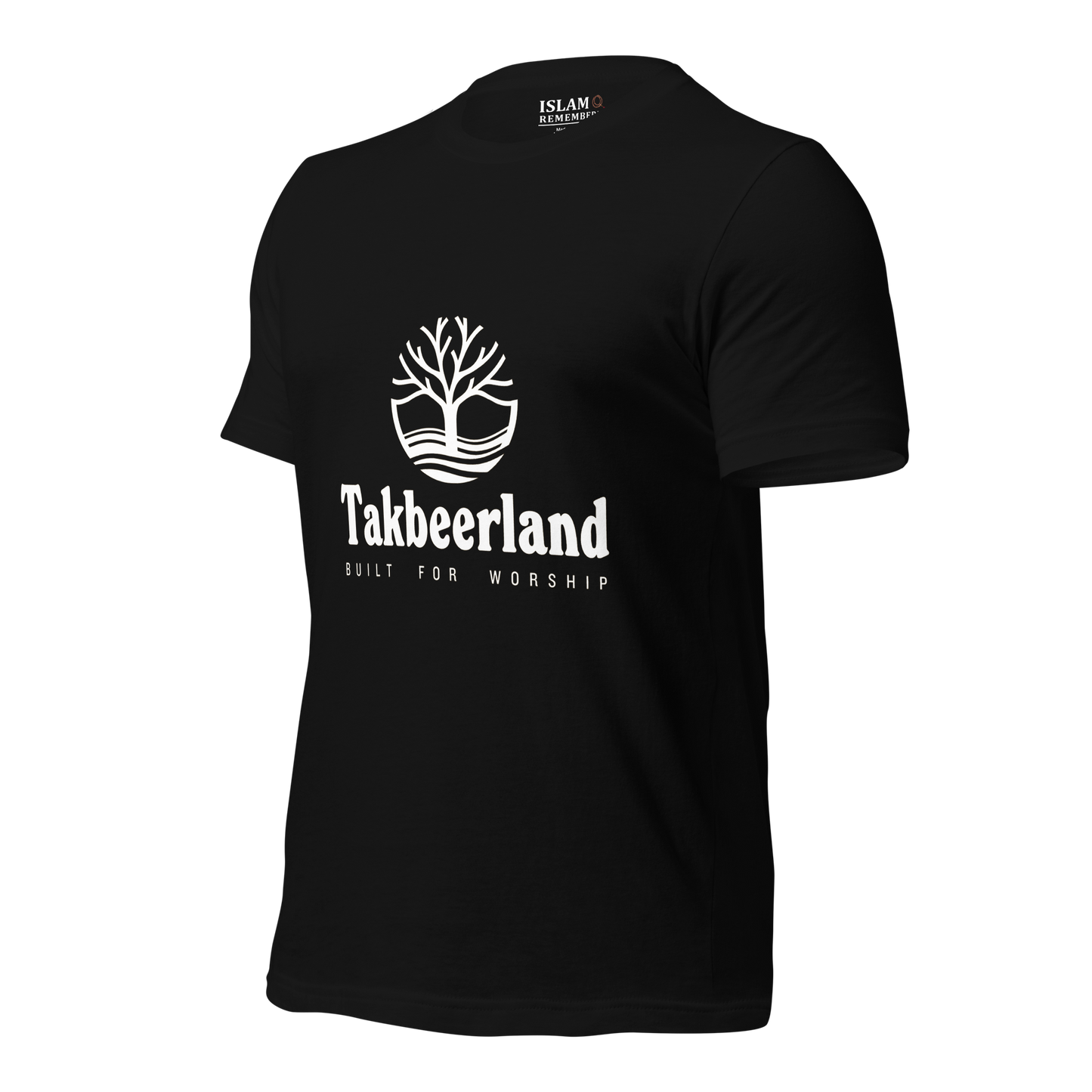 ADULT T-Shirt - TAKBEERLAND FULL LOGO (Centered/Medium) - White