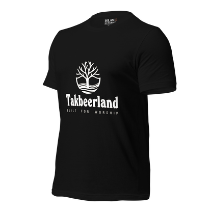 ADULT T-Shirt - TAKBEERLAND FULL LOGO (Centered/Medium) - White