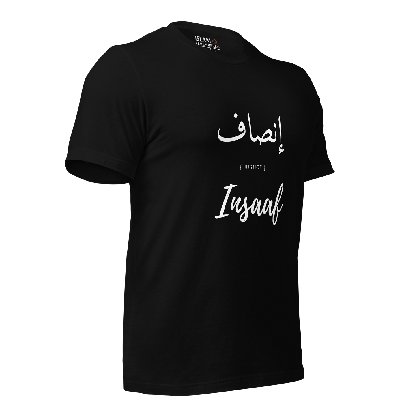 ADULT  T-Shirt - INSAAF (JUSTICE) Arabic/English - White