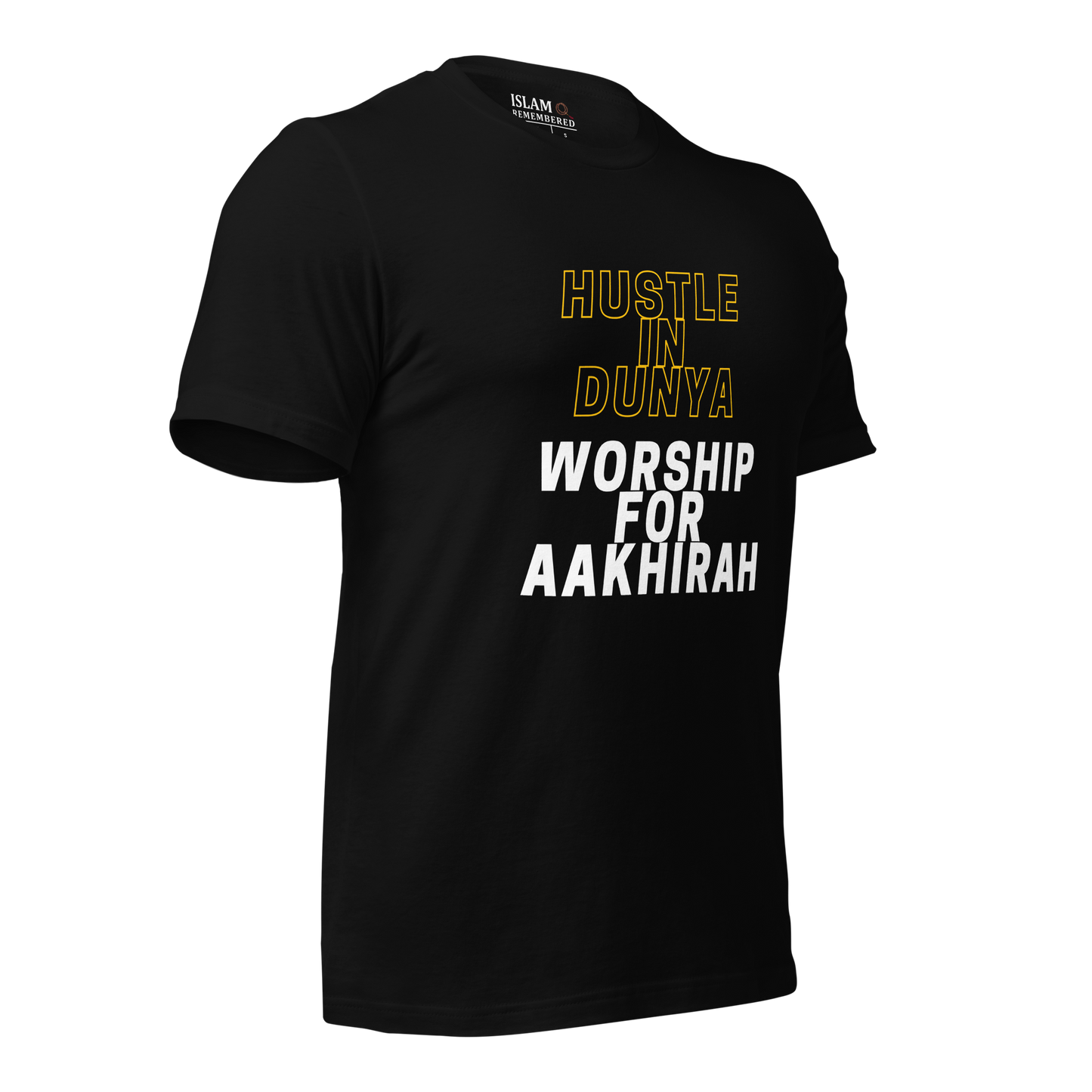 ADULT T-Shirt - HUSTLE & WORSHIP - Gold/White