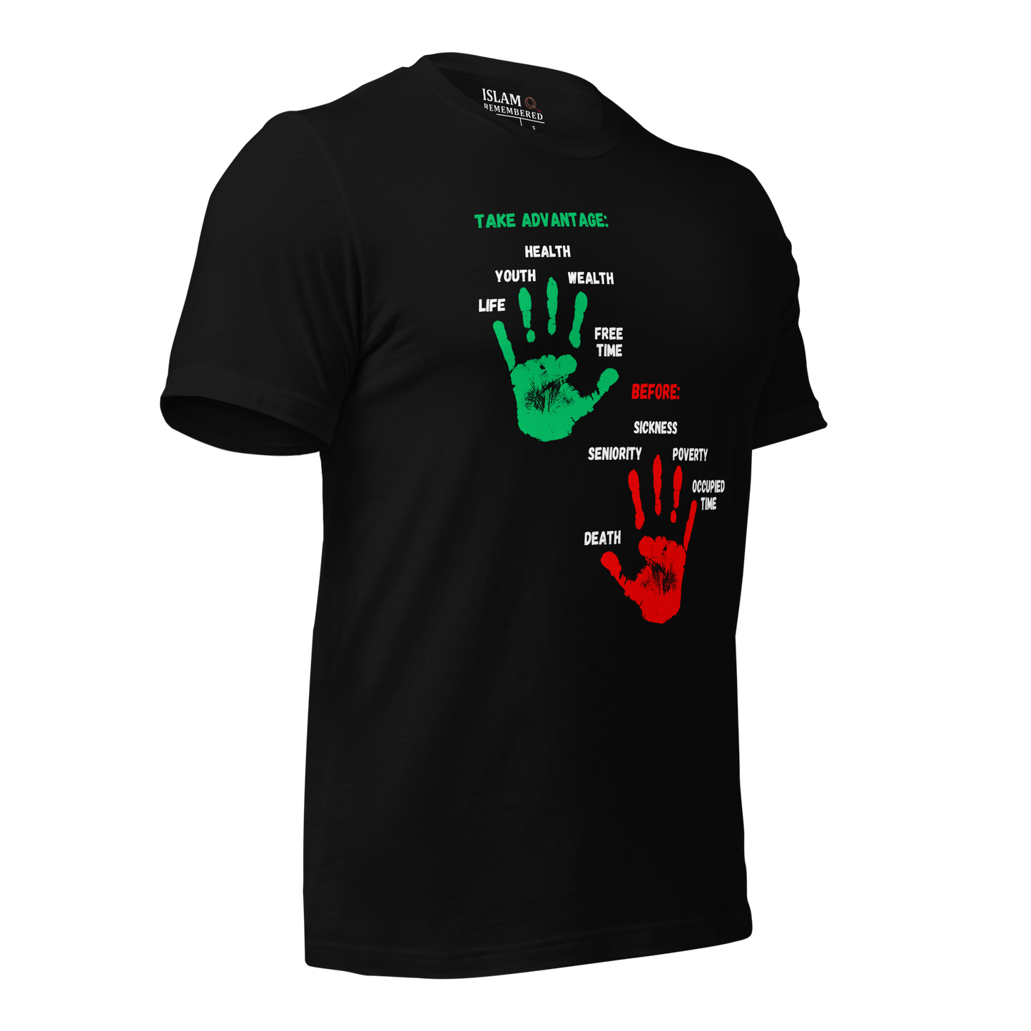 ADULT T-Shirt - ADVANTAGE BEFORE - Green/Red/White