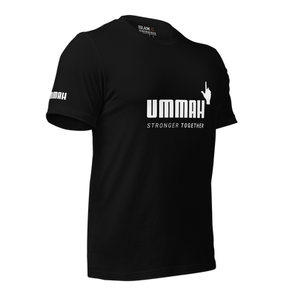 ADULT T-Shirt - UMMAH STRONGER TOGETHER Emblem (w/ Arm Logo)  - White