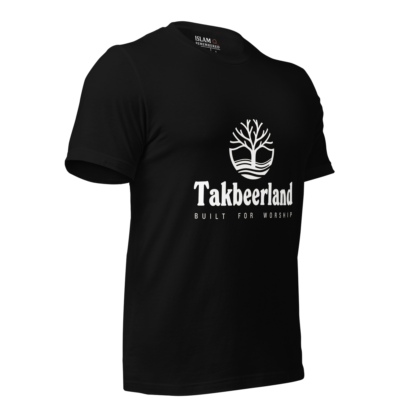 ADULT T-Shirt - TAKBEERLAND FULL LOGO (Centered/Medium) - White