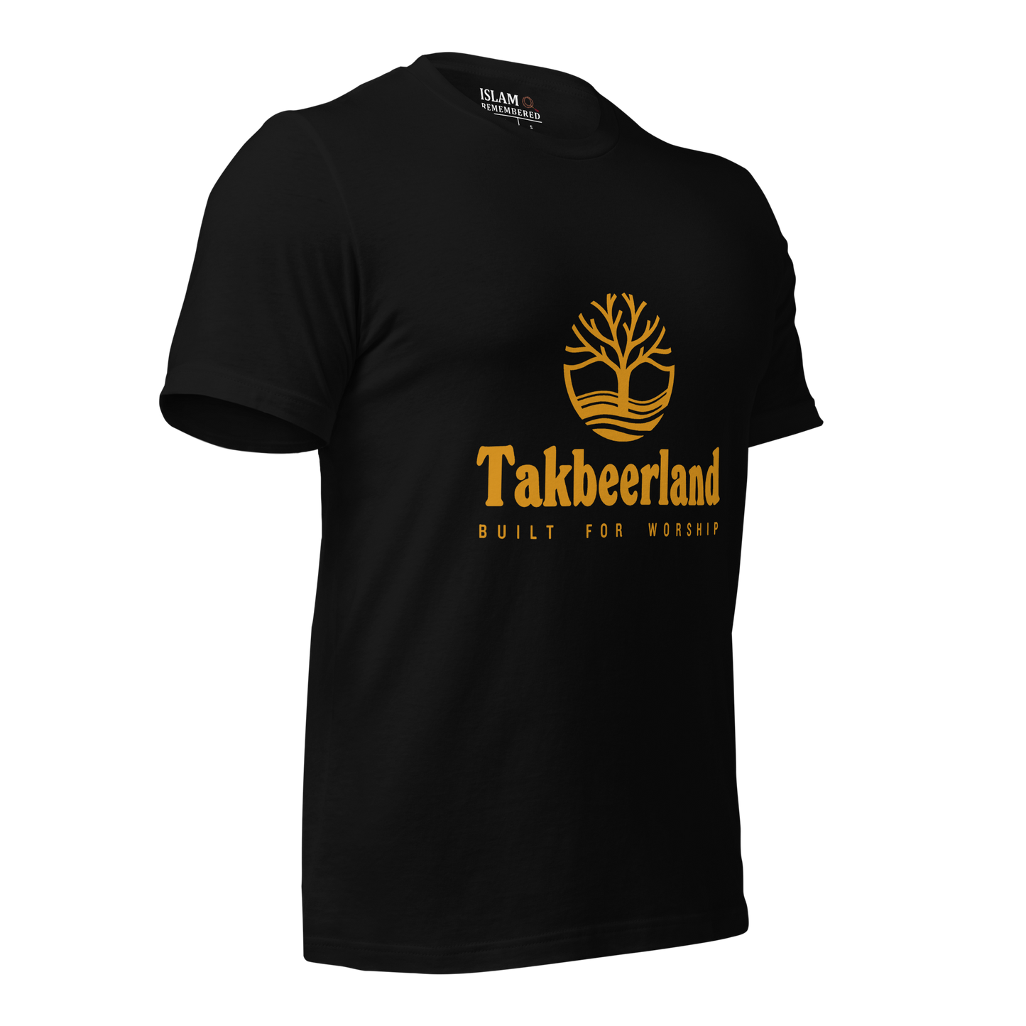 ADULT T-Shirt - TAKBEERLAND FULL LOGO (Centered/Medium) - Gold