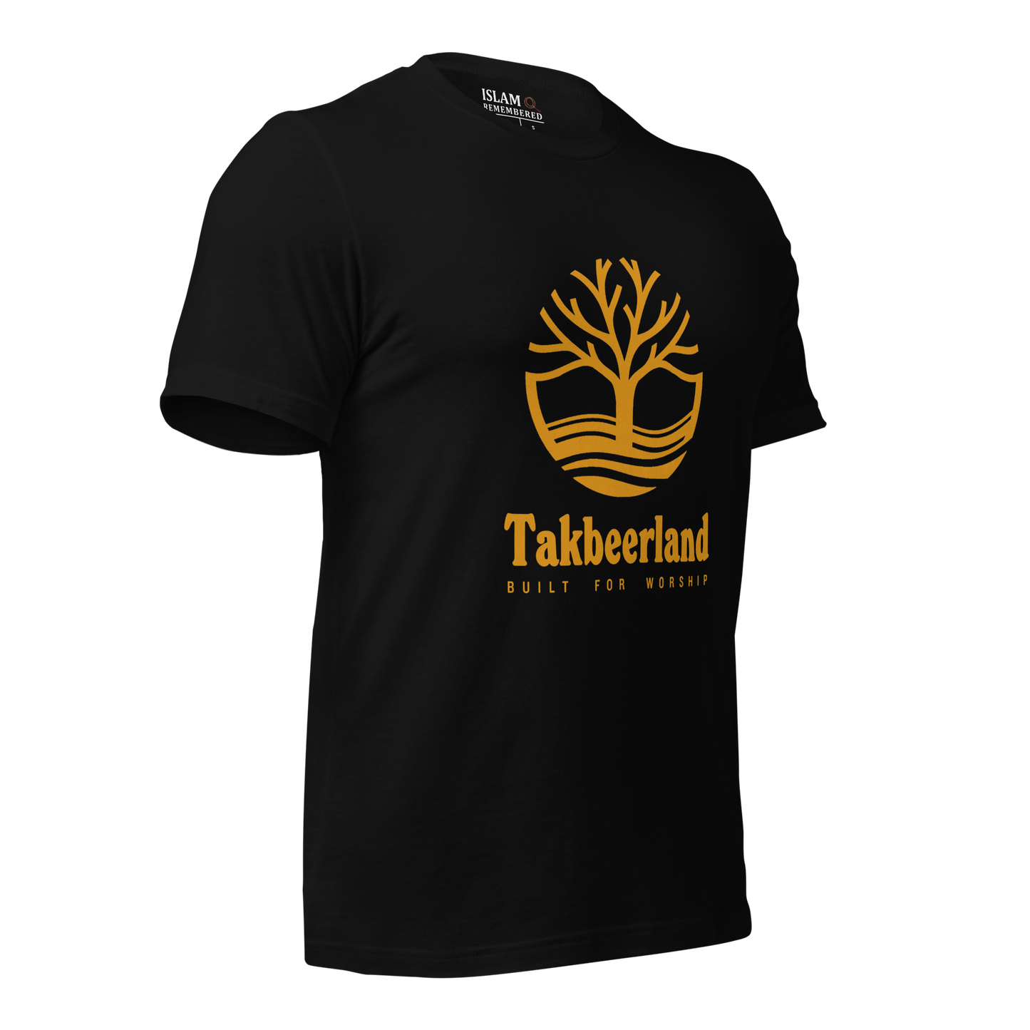 ADULT T-Shirt - TAKBEERLAND FULL LOGO (Centered/Large) - Gold