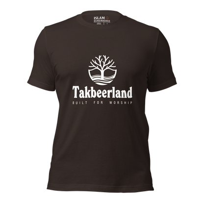 ADULT T-Shirt - TAKBEERLAND FULL LOGO (Centered/Medium) - White