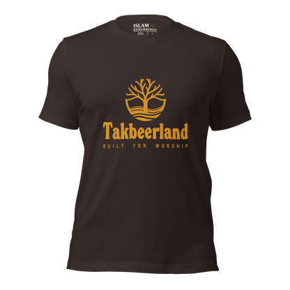 ADULT T-Shirt - TAKBEERLAND FULL LOGO (Centered/Medium) - Gold