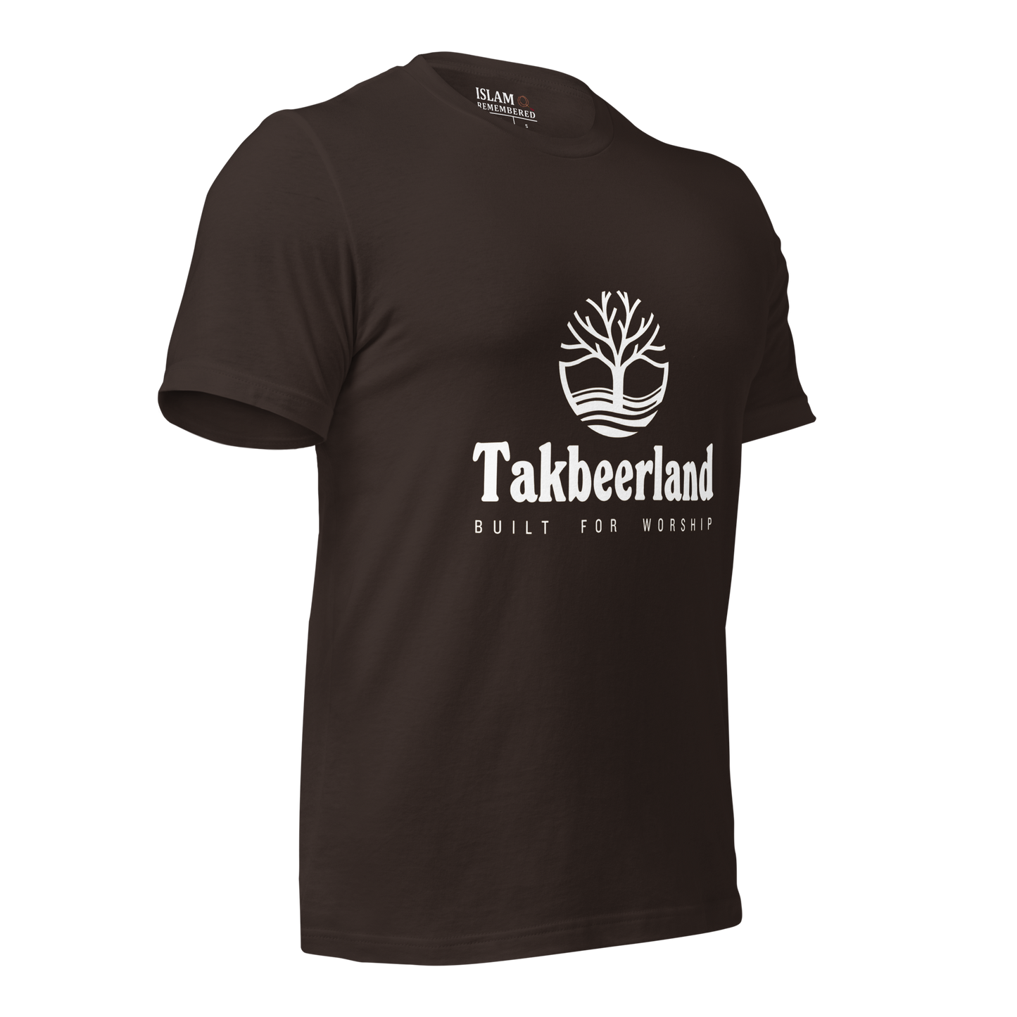 ADULT T-Shirt - TAKBEERLAND FULL LOGO (Centered/Medium) - White