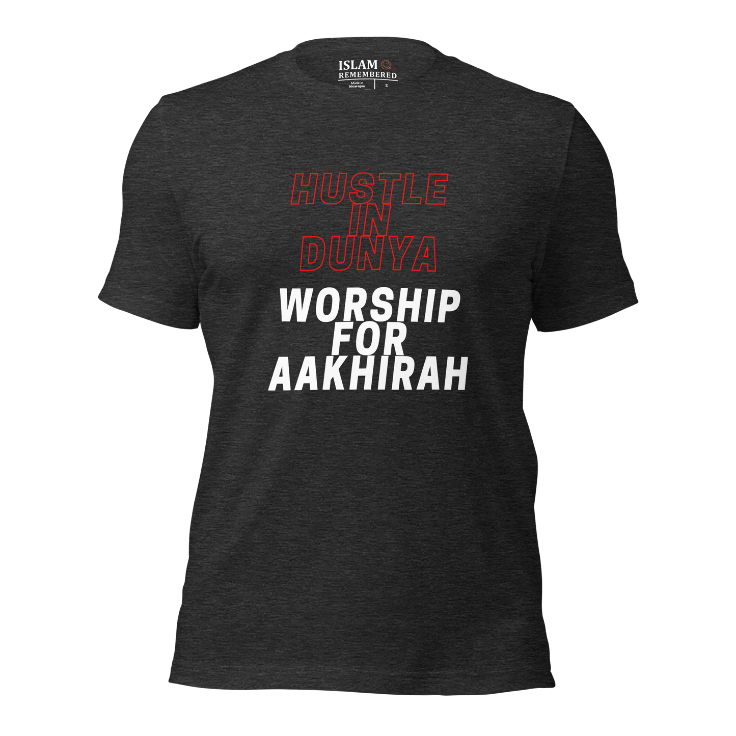 ADULT T-Shirt - HUSTLE & WORSHIP - Red/White