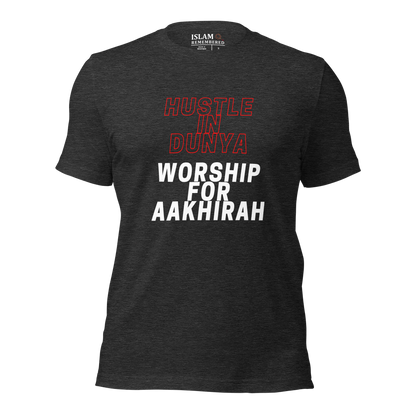 ADULT T-Shirt - HUSTLE & WORSHIP - Red/White