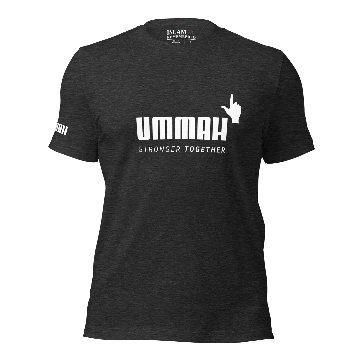 ADULT T-Shirt - UMMAH STRONGER TOGETHER Emblem (w/ Arm Logo)  - White