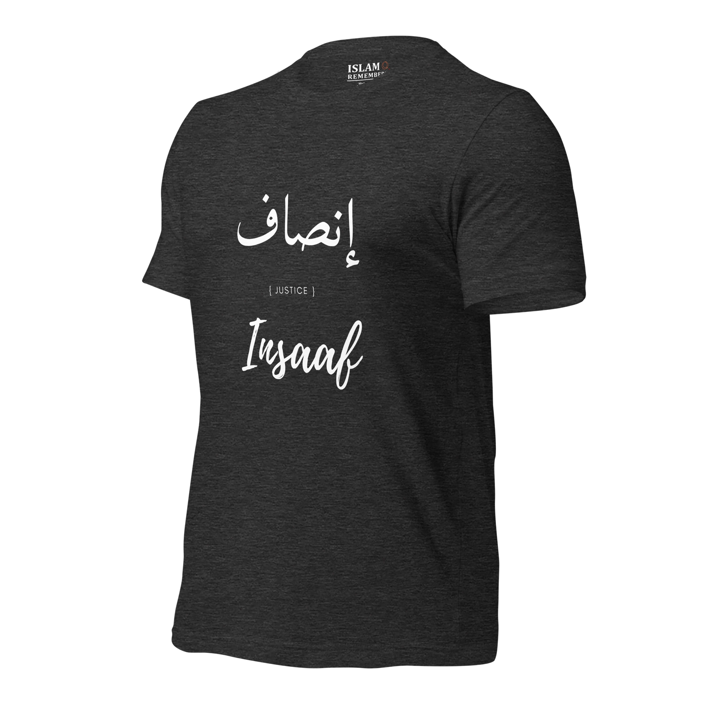 ADULT  T-Shirt - INSAAF (JUSTICE) Arabic/English - White