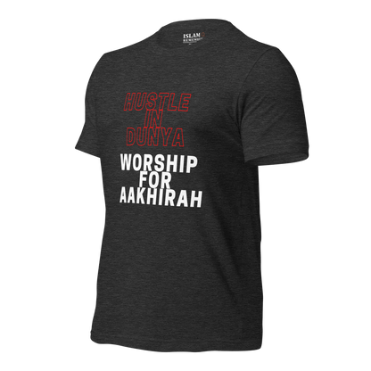 ADULT T-Shirt - HUSTLE & WORSHIP - Red/White