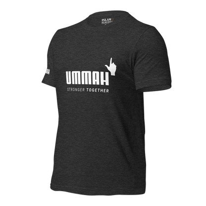 ADULT T-Shirt - UMMAH STRONGER TOGETHER Emblem (w/ Arm Logo)  - White