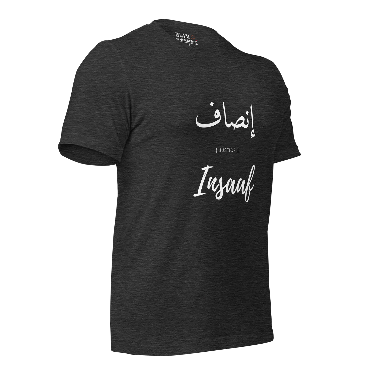 ADULT  T-Shirt - INSAAF (JUSTICE) Arabic/English - White